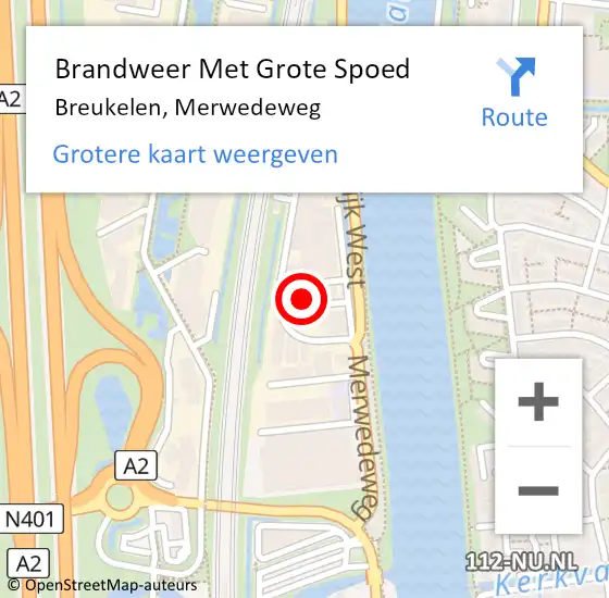 Locatie op kaart van de 112 melding: Brandweer Met Grote Spoed Naar Breukelen, Merwedeweg op 15 augustus 2023 19:26