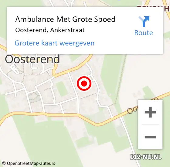 Locatie op kaart van de 112 melding: Ambulance Met Grote Spoed Naar Oosterend, Ankerstraat op 15 augustus 2023 19:56