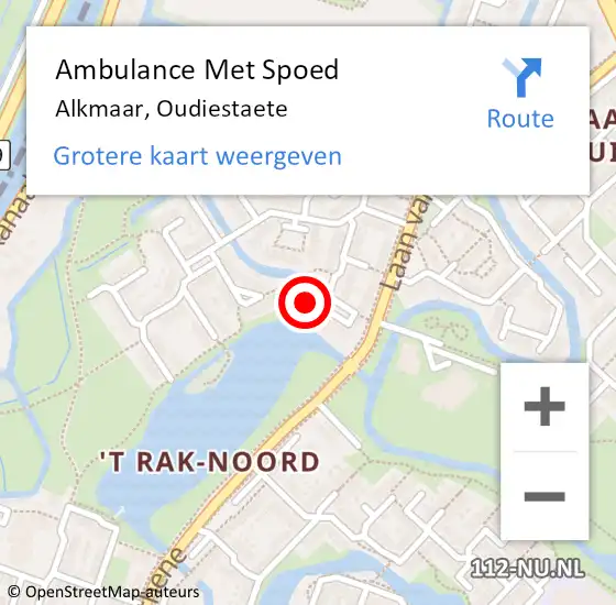 Locatie op kaart van de 112 melding: Ambulance Met Spoed Naar Alkmaar, Oudiestaete op 15 augustus 2023 20:15