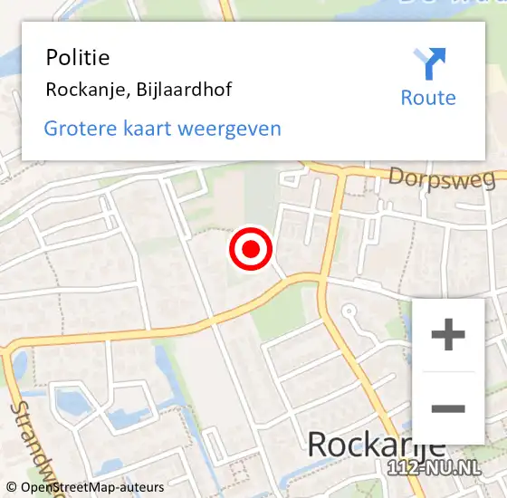 Locatie op kaart van de 112 melding: Politie Rockanje, Bijlaardhof op 15 augustus 2023 21:18