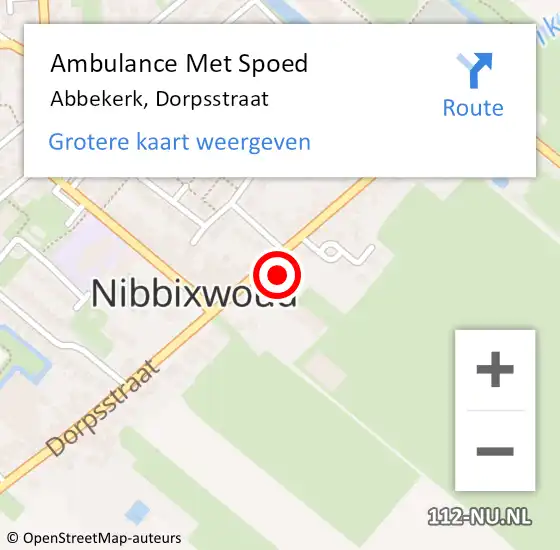 Locatie op kaart van de 112 melding: Ambulance Met Spoed Naar Abbekerk, Dorpsstraat op 15 augustus 2023 21:34