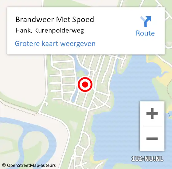 Locatie op kaart van de 112 melding: Brandweer Met Spoed Naar Hank, Kurenpolderweg op 15 augustus 2023 22:02