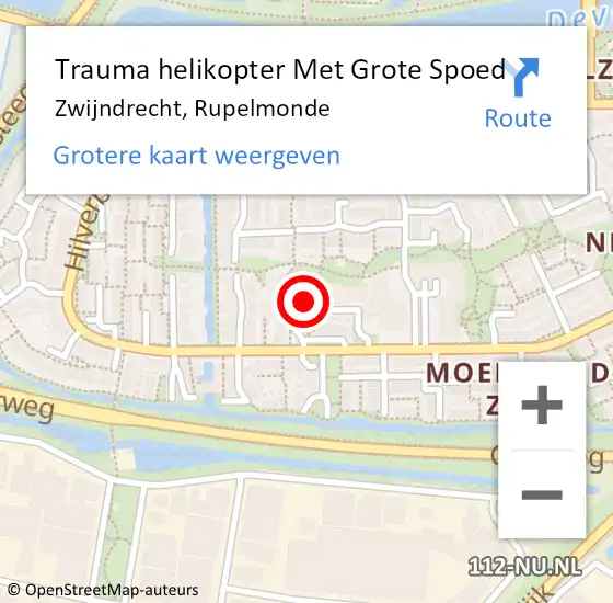 Locatie op kaart van de 112 melding: Trauma helikopter Met Grote Spoed Naar Zwijndrecht, Rupelmonde op 15 augustus 2023 22:44