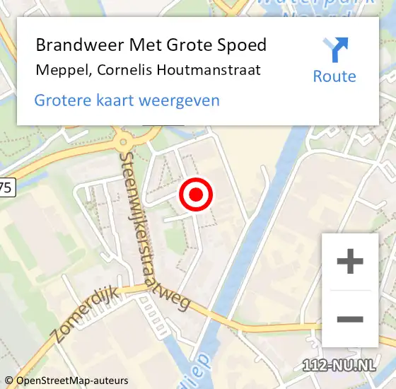 Locatie op kaart van de 112 melding: Brandweer Met Grote Spoed Naar Meppel, Cornelis Houtmanstraat op 15 augustus 2023 23:30