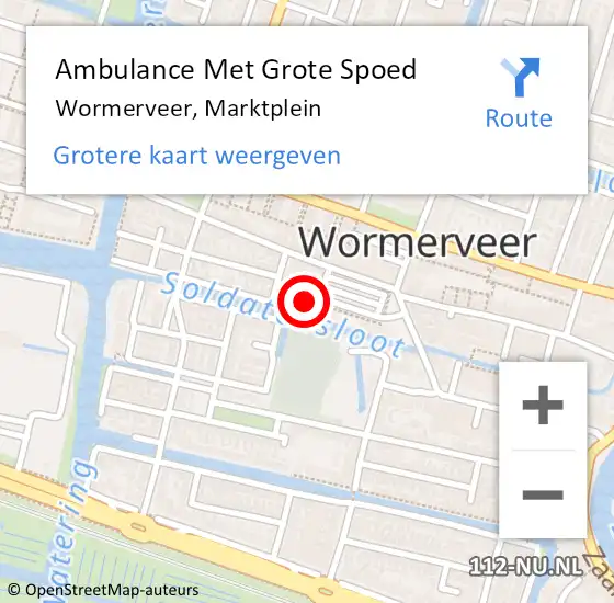 Locatie op kaart van de 112 melding: Ambulance Met Grote Spoed Naar Wormerveer, Marktplein op 15 augustus 2023 23:33