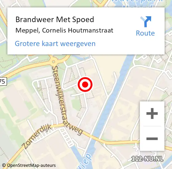 Locatie op kaart van de 112 melding: Brandweer Met Spoed Naar Meppel, Cornelis Houtmanstraat op 16 augustus 2023 00:04