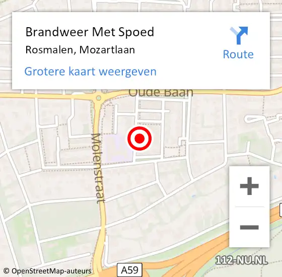 Locatie op kaart van de 112 melding: Brandweer Met Spoed Naar Rosmalen, Mozartlaan op 16 augustus 2023 00:05