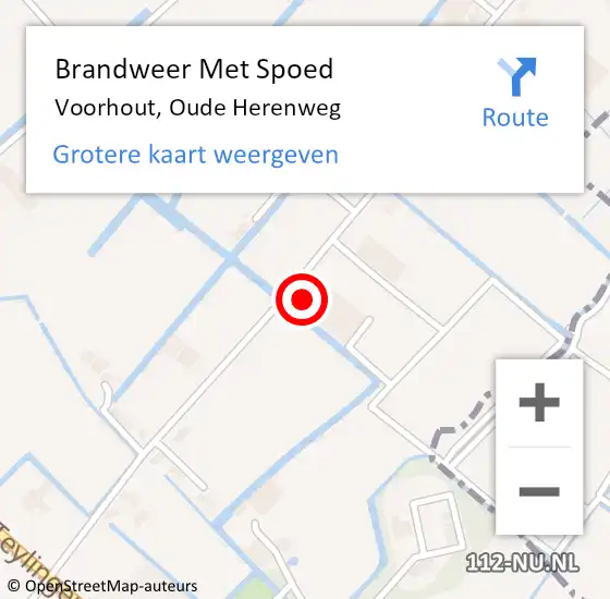 Locatie op kaart van de 112 melding: Brandweer Met Spoed Naar Voorhout, Oude Herenweg op 16 augustus 2023 00:28