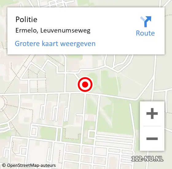 Locatie op kaart van de 112 melding: Politie Ermelo, Leuvenumseweg op 16 augustus 2023 01:17