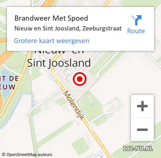 Locatie op kaart van de 112 melding: Brandweer Met Spoed Naar Nieuw en Sint Joosland, Zeeburgstraat op 16 augustus 2023 01:28