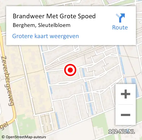 Locatie op kaart van de 112 melding: Brandweer Met Grote Spoed Naar Berghem, Sleutelbloem op 16 augustus 2023 02:30