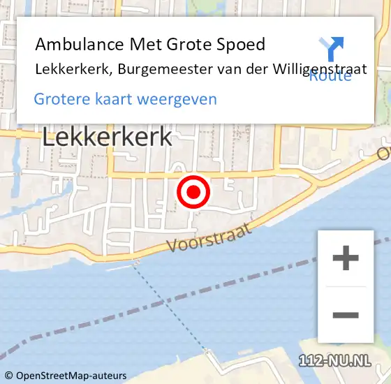 Locatie op kaart van de 112 melding: Ambulance Met Grote Spoed Naar Lekkerkerk, Burgemeester van der Willigenstraat op 16 augustus 2023 02:46