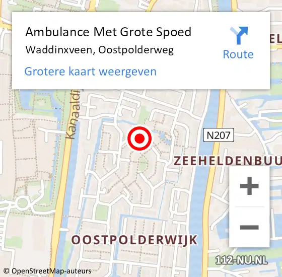 Locatie op kaart van de 112 melding: Ambulance Met Grote Spoed Naar Waddinxveen, Oostpolderweg op 16 augustus 2023 03:35