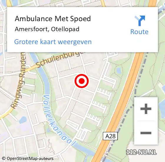 Locatie op kaart van de 112 melding: Ambulance Met Spoed Naar Amersfoort, Otellopad op 4 september 2014 21:51