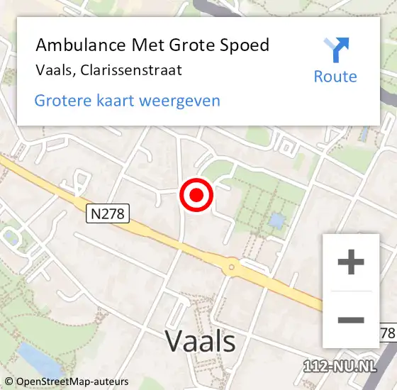 Locatie op kaart van de 112 melding: Ambulance Met Grote Spoed Naar Vaals, Clarissenstraat op 4 september 2014 21:54