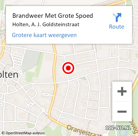 Locatie op kaart van de 112 melding: Brandweer Met Grote Spoed Naar Holten, A. J. Goldsteinstraat op 16 augustus 2023 05:21