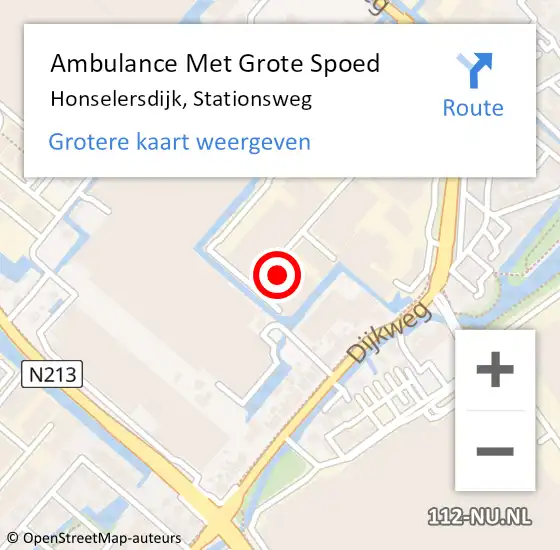 Locatie op kaart van de 112 melding: Ambulance Met Grote Spoed Naar Honselersdijk, Stationsweg op 16 augustus 2023 05:36