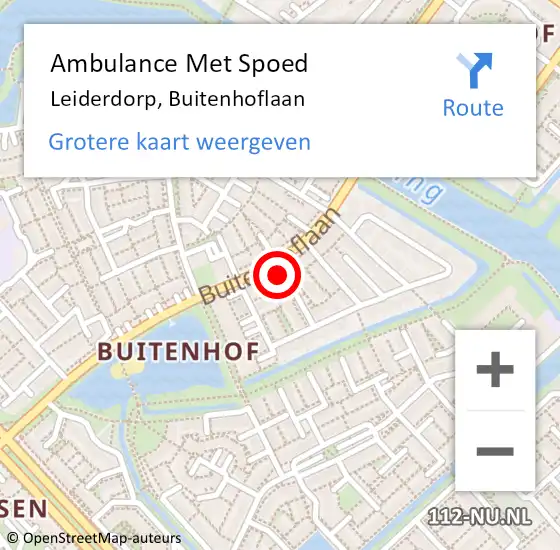 Locatie op kaart van de 112 melding: Ambulance Met Spoed Naar Leiderdorp, Buitenhoflaan op 16 augustus 2023 06:41