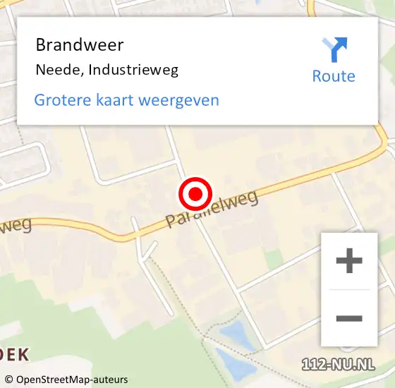 Locatie op kaart van de 112 melding: Brandweer Neede, Industrieweg op 16 augustus 2023 07:30