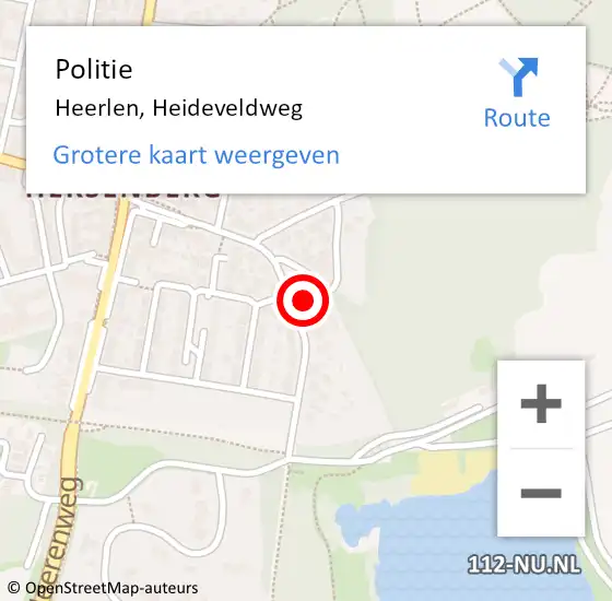 Locatie op kaart van de 112 melding: Politie Heerlen, Heideveldweg op 16 augustus 2023 08:06