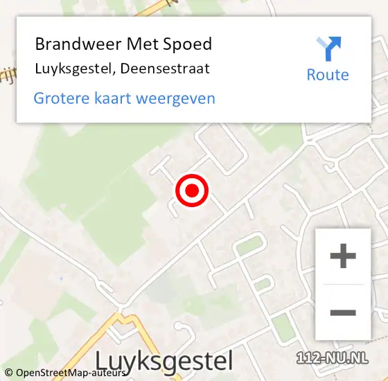 Locatie op kaart van de 112 melding: Brandweer Met Spoed Naar Luyksgestel, Deensestraat op 16 augustus 2023 08:29