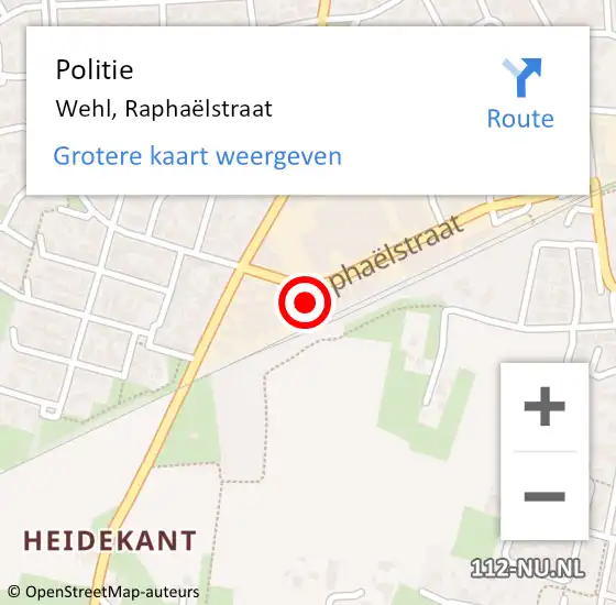 Locatie op kaart van de 112 melding: Politie Wehl, Raphaëlstraat op 16 augustus 2023 08:53