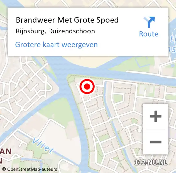 Locatie op kaart van de 112 melding: Brandweer Met Grote Spoed Naar Rijnsburg, Duizendschoon op 16 augustus 2023 09:04