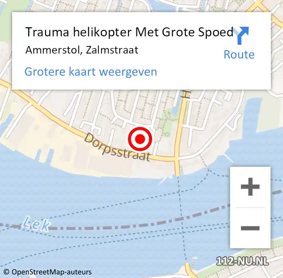 Locatie op kaart van de 112 melding: Trauma helikopter Met Grote Spoed Naar Ammerstol, Zalmstraat op 16 augustus 2023 09:10