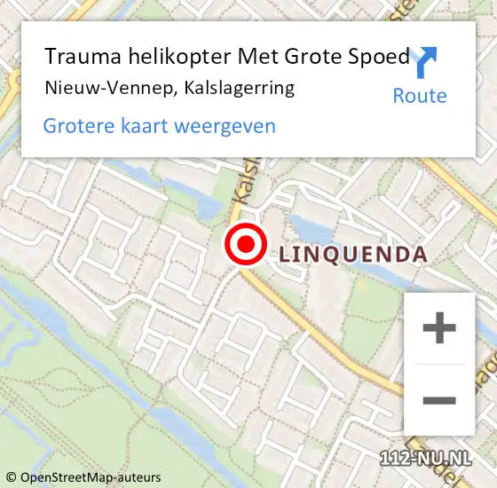 Locatie op kaart van de 112 melding: Trauma helikopter Met Grote Spoed Naar Nieuw-Vennep, Kalslagerring op 16 augustus 2023 09:53