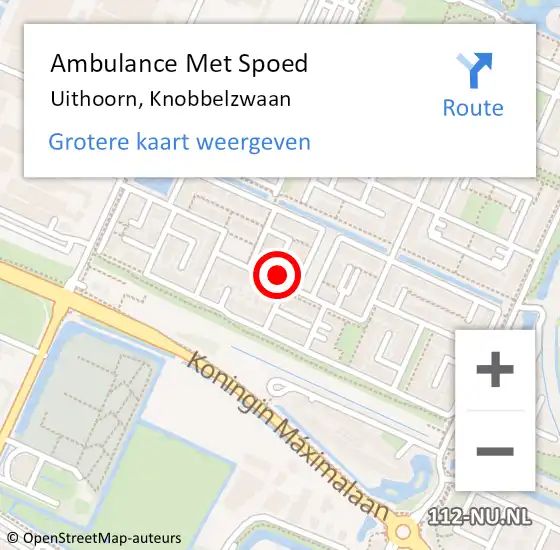 Locatie op kaart van de 112 melding: Ambulance Met Spoed Naar Uithoorn, Knobbelzwaan op 16 augustus 2023 10:33