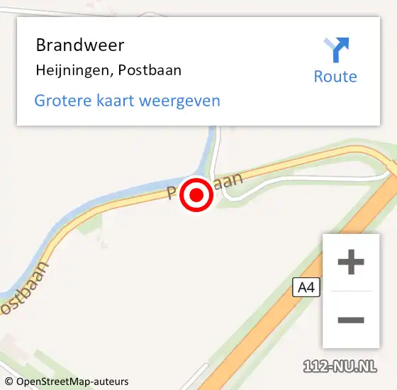 Locatie op kaart van de 112 melding: Brandweer Heijningen, Postbaan op 16 augustus 2023 11:15