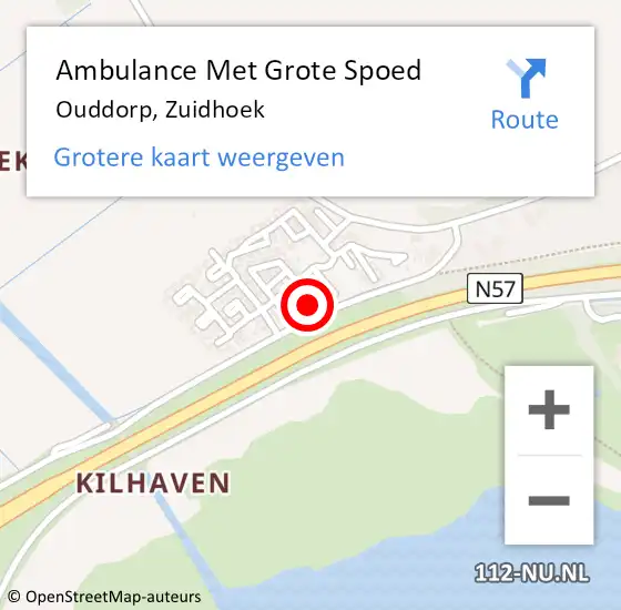 Locatie op kaart van de 112 melding: Ambulance Met Grote Spoed Naar Ouddorp, Zuidhoek op 16 augustus 2023 11:23