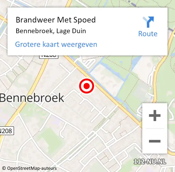 Locatie op kaart van de 112 melding: Brandweer Met Spoed Naar Bennebroek, Lage Duin op 16 augustus 2023 11:42