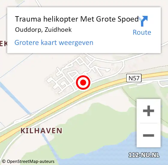 Locatie op kaart van de 112 melding: Trauma helikopter Met Grote Spoed Naar Ouddorp, Zuidhoek op 16 augustus 2023 11:45