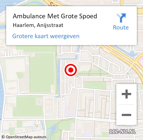 Locatie op kaart van de 112 melding: Ambulance Met Grote Spoed Naar Haarlem, Anijsstraat op 16 augustus 2023 12:01