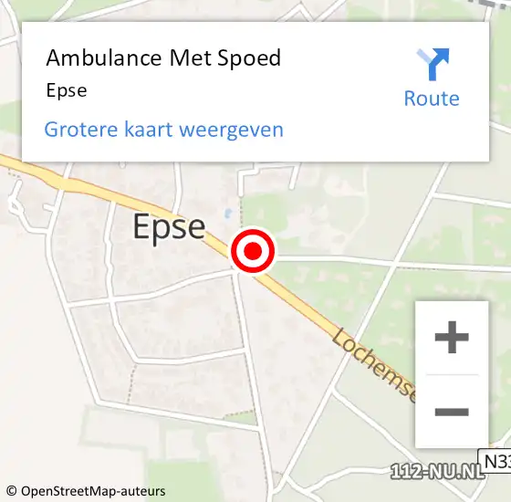 Locatie op kaart van de 112 melding: Ambulance Met Spoed Naar Epse op 16 augustus 2023 12:05