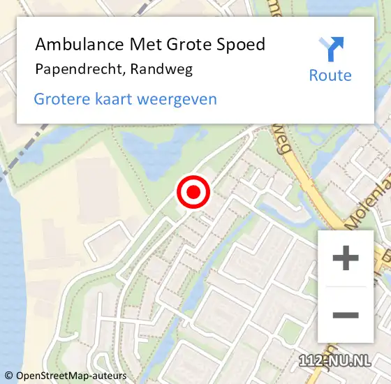 Locatie op kaart van de 112 melding: Ambulance Met Grote Spoed Naar Papendrecht, Randweg op 16 augustus 2023 12:12