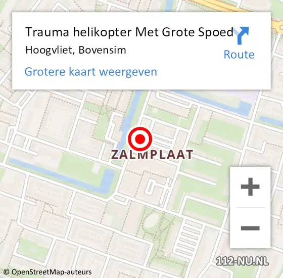 Locatie op kaart van de 112 melding: Trauma helikopter Met Grote Spoed Naar Hoogvliet, Bovensim op 16 augustus 2023 12:27