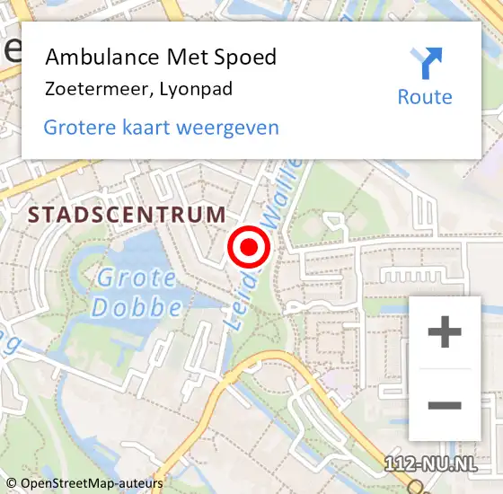 Locatie op kaart van de 112 melding: Ambulance Met Spoed Naar Zoetermeer, Lyonpad op 16 augustus 2023 12:37