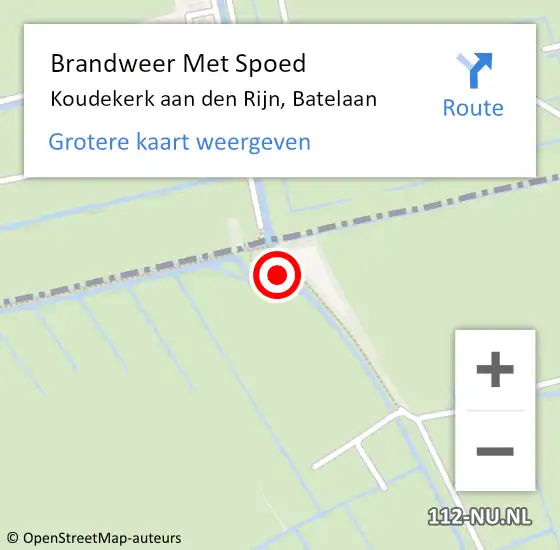 Locatie op kaart van de 112 melding: Brandweer Met Spoed Naar Koudekerk aan den Rijn, Batelaan op 16 augustus 2023 12:59