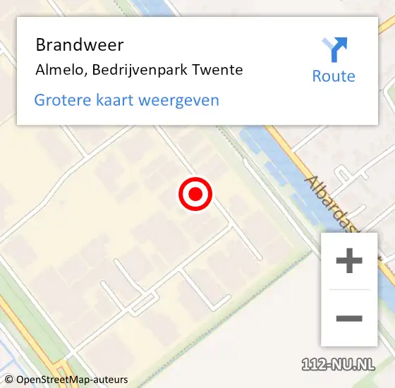 Locatie op kaart van de 112 melding: Brandweer Almelo, Bedrijvenpark Twente op 16 augustus 2023 13:24