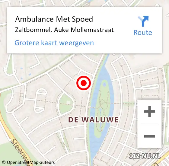 Locatie op kaart van de 112 melding: Ambulance Met Spoed Naar Zaltbommel, Auke Mollemastraat op 4 september 2014 22:46