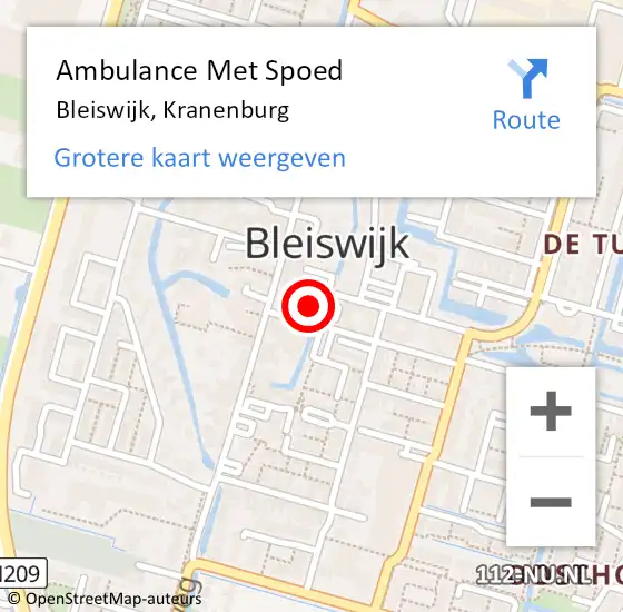 Locatie op kaart van de 112 melding: Ambulance Met Spoed Naar Bleiswijk, Kranenburg op 16 augustus 2023 13:29