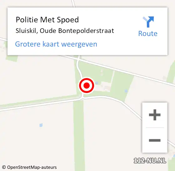 Locatie op kaart van de 112 melding: Politie Met Spoed Naar Sluiskil, Oude Bontepolderstraat op 16 augustus 2023 13:40