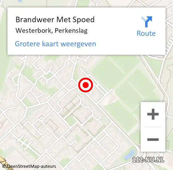 Locatie op kaart van de 112 melding: Brandweer Met Spoed Naar Westerbork, Perkenslag op 16 augustus 2023 13:57