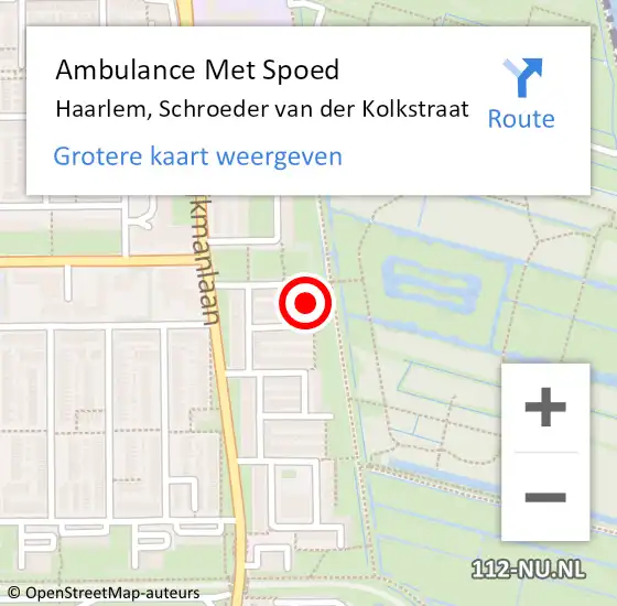 Locatie op kaart van de 112 melding: Ambulance Met Spoed Naar Haarlem, Schroeder van der Kolkstraat op 16 augustus 2023 14:10