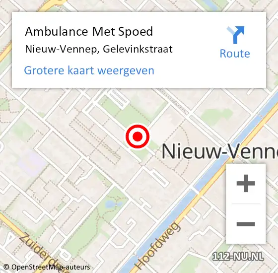 Locatie op kaart van de 112 melding: Ambulance Met Spoed Naar Nieuw-Vennep, Gelevinkstraat op 16 augustus 2023 14:11