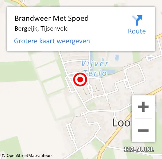 Locatie op kaart van de 112 melding: Brandweer Met Spoed Naar Bergeijk, Tijsenveld op 16 augustus 2023 14:22