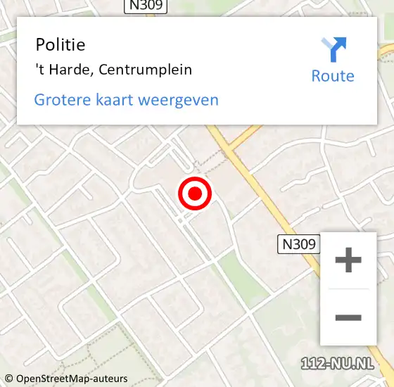 Locatie op kaart van de 112 melding: Politie 't Harde, Centrumplein op 16 augustus 2023 14:22