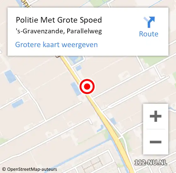 Locatie op kaart van de 112 melding: Politie Met Grote Spoed Naar 's-Gravenzande, Parallelweg op 16 augustus 2023 14:31